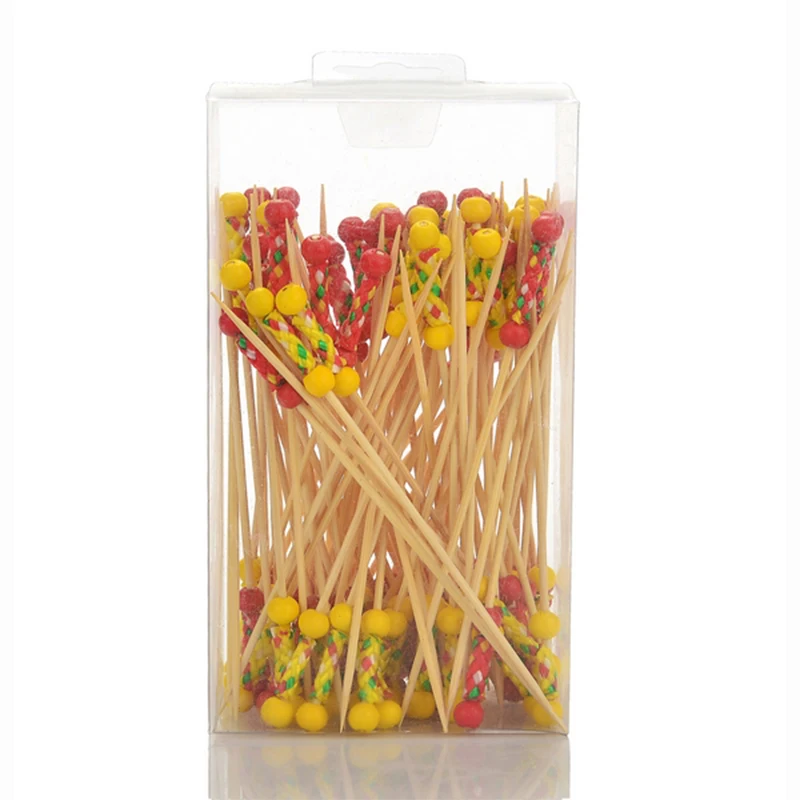 Disposable Bamboo Cocktail Stick knot pick colored heart bamboo swizzle stirrer picks