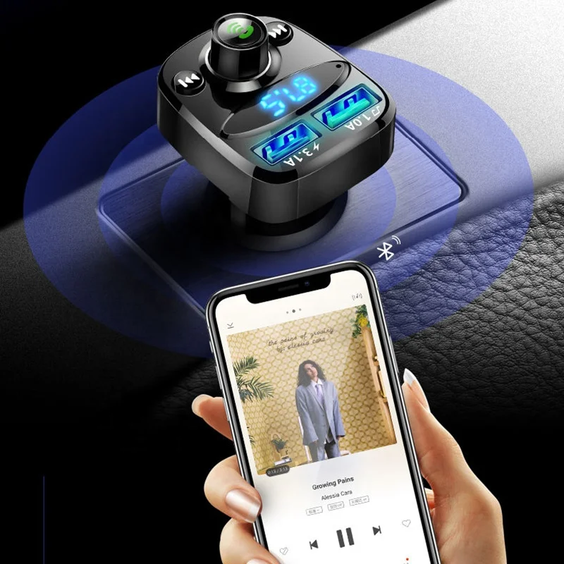 FM Transmitter Car MP3 Player TF Card U Disk Playback 3.1A USB Car Charger wireless Handsfree Bluetooth Car Kit FM Modulator X8