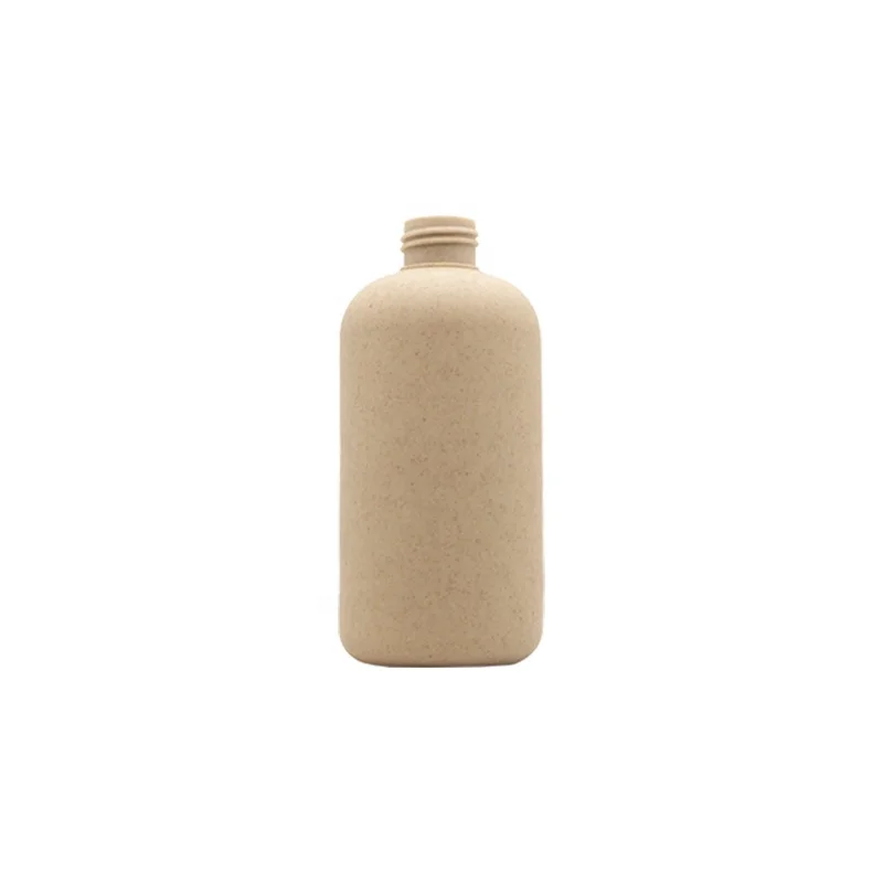 Eco friendly biodegradable container 250ml round shoulder bottle wheat straw recyclable bottles for shower gel shampoo
