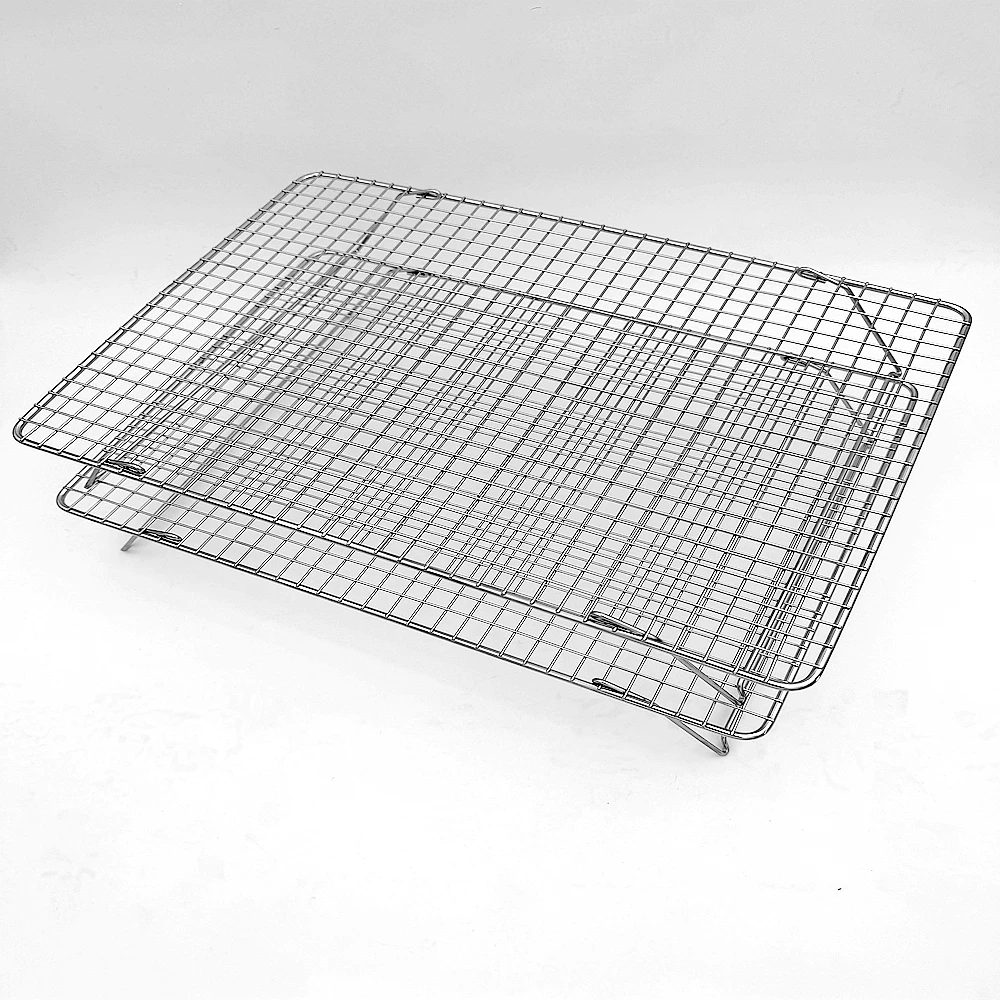 Multifunctional Square Mesh Storage Rack  Zinc-coated Durable Camp Outdoor Grid Wire Shelving Grill
