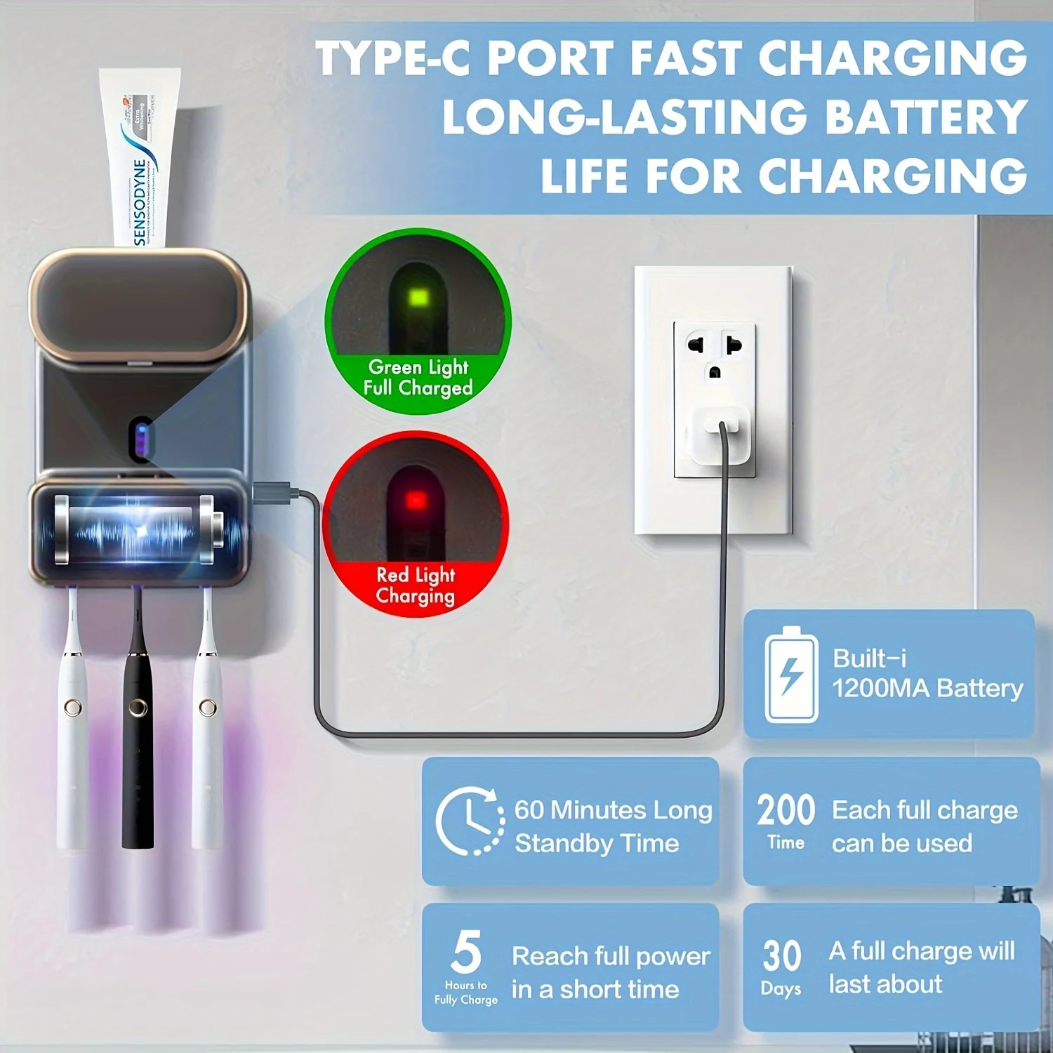 3-Slot Automatic Toothpaste Dispenser Holder - Toothbrush Holders with Wall-Mounted Design, Easy Squeeze