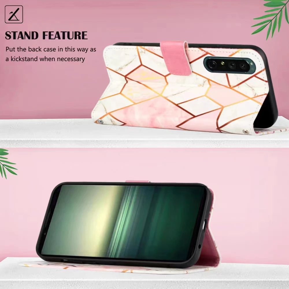 Fashion Flip Book PU Leather Case/Cash Card Holder/Wrist Strap For Sony Xperia 1 5 10 IV 1V 10V ACE III Case