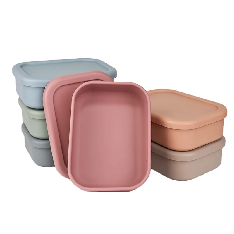 Hot Selling Freshness Preservation Food Grade Silicone Sealed Storage Boxes Bpa Free Kids Silicone Bento Box Baby Food Contain