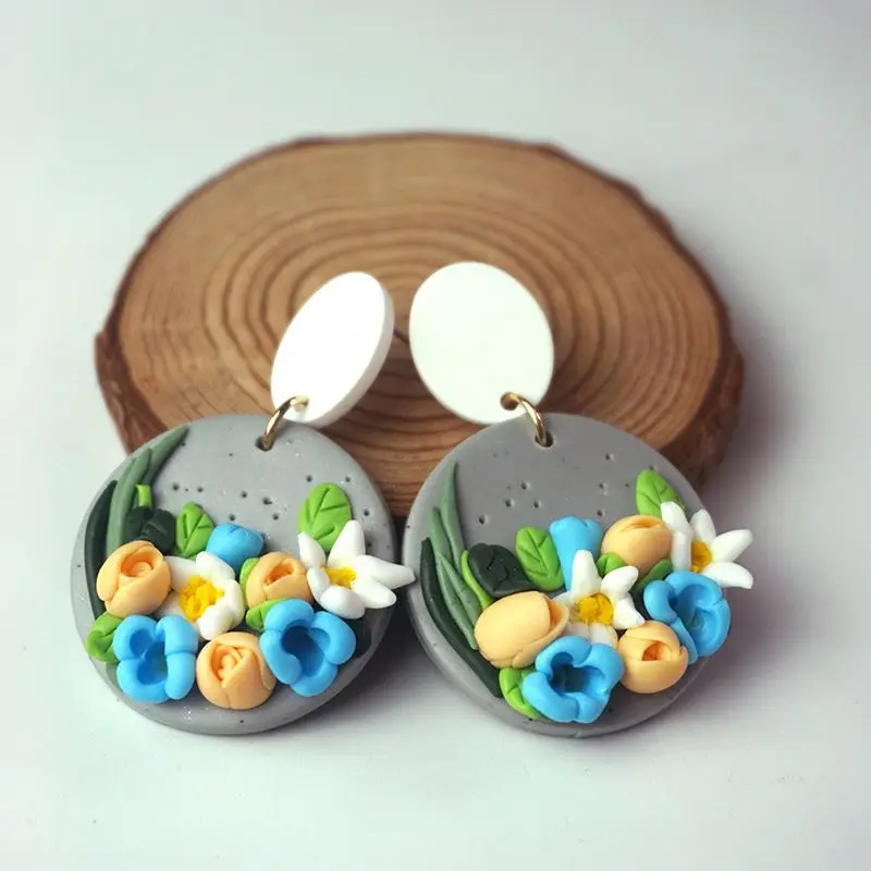  New Creative Popular Jewelry Earrings Handmade Personalized Flower Clay Soft Pottery