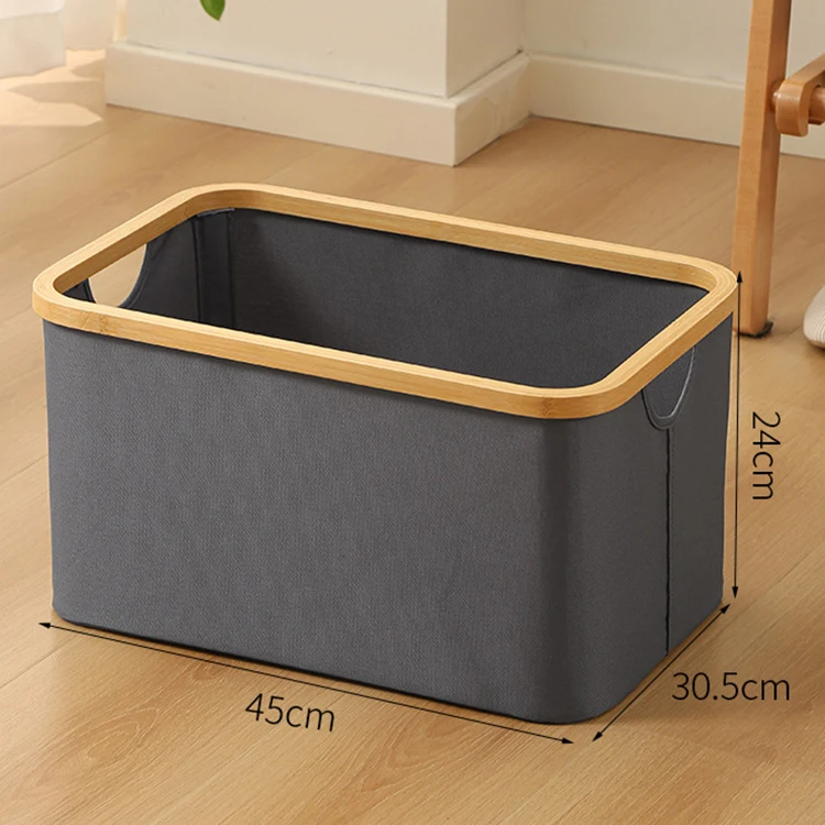 Wholesale bathroom storage basket clothes cotton basket foldable canvas fabric storage basket with handles