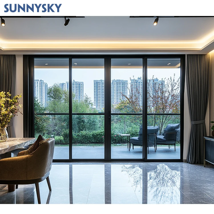 Sunnysky лидер продаж роскошное водонепроницаемое двойное стеклянное треугольное окно большое Панорамное балконное