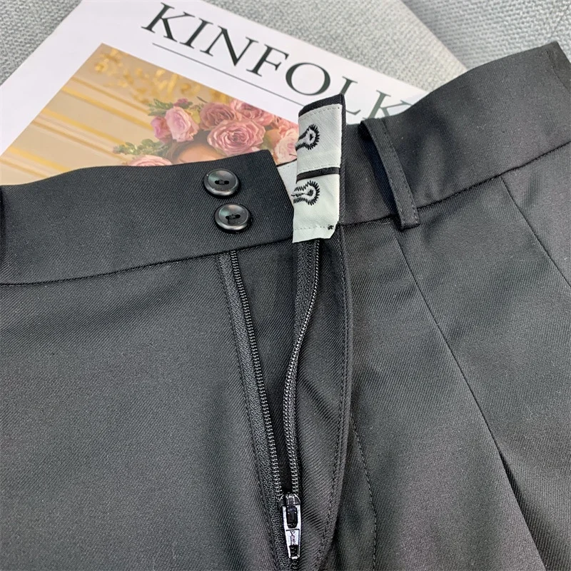 OUDINA 2022 New Stylish Summer Casual Low Waist Pleated Wide Skirt A-line Black Maxi Long Skirts