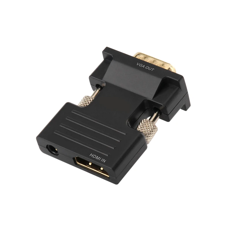 Black Play and Plug Hd Converter Vga to Hd 1080p converter Gold plated VGA To HD-MI with audio cable converter Box