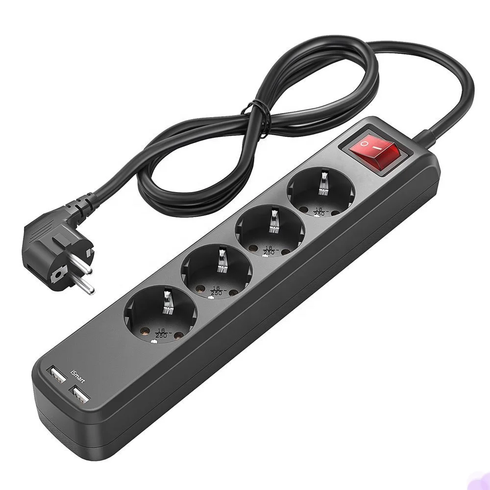 CE approved German 4 way power strip 3 gang German extension sockets 4 outlet eu plug