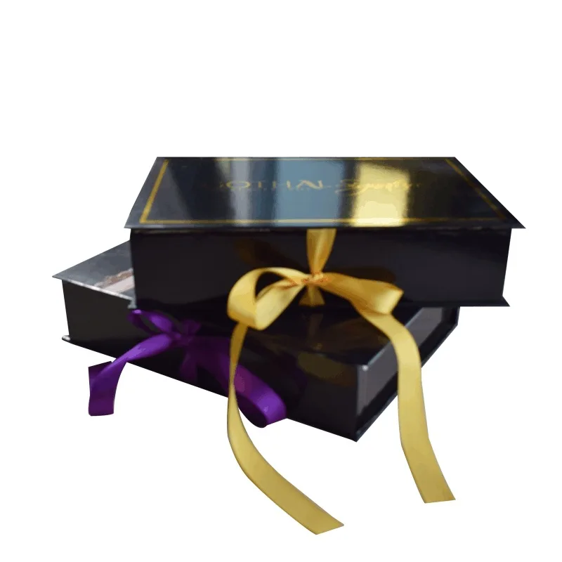 Momei Custom Design Wig Ribbon Can Be Tied With A Bow Cardboard Flap Box Book Gift Box
