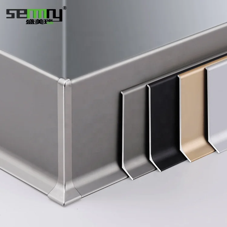 Skirting Board Brushed Aluminium Alloy Baseboard Wall Flooring Aluminum Alloy Free Sample Hot Waterproof 2.5m/pc ISO9001 T/T 30%