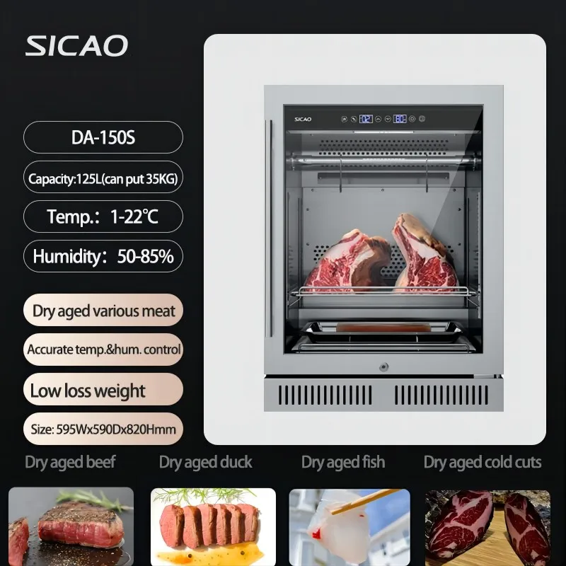 SICAO Gourmet Restaurant Supermarket Commercial Mini 154L 1-22°C  Meat Dry Ager Aged Aging Fridge Cabinet Refrigeration Machine
