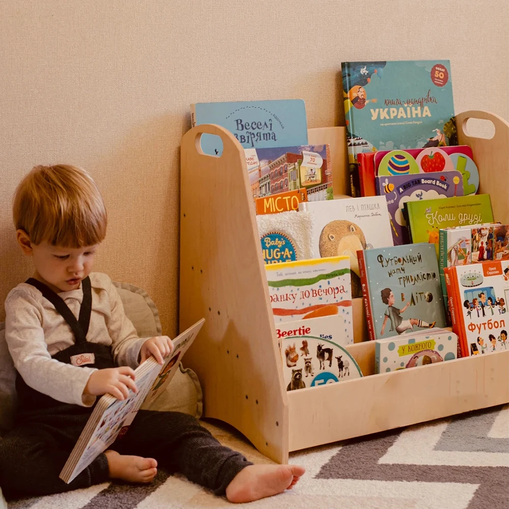 LM KIDS Wood Bookshelf With Montessori Furniture Bookshelf   Storage Assembly Kids Book Rack