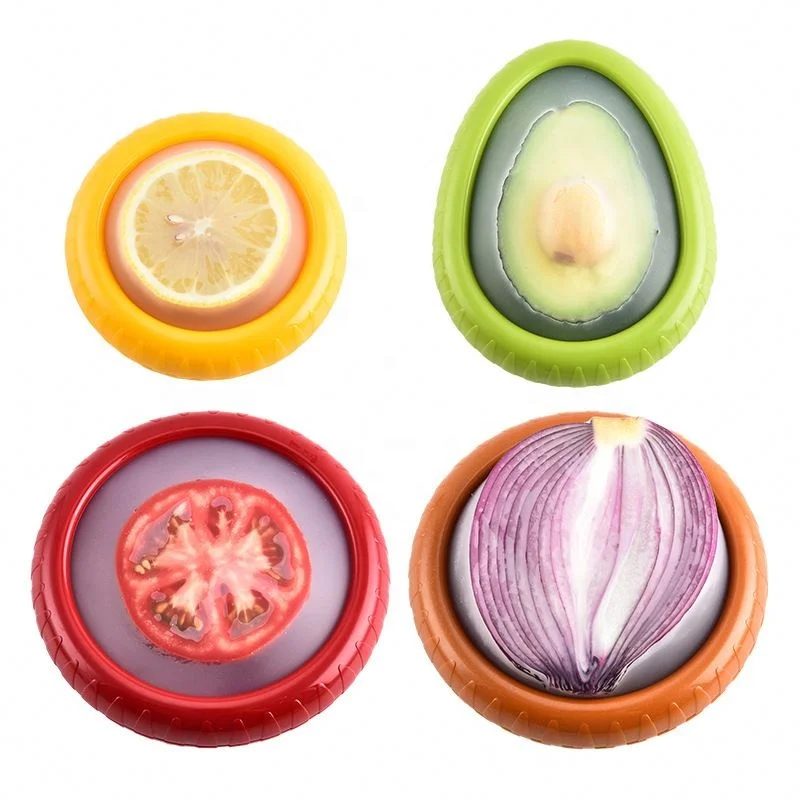 4 pack fridge Garlic Onions Lemons Potato Avocado keeper Saver Tomato Holder Reusable silicone fruit food Storage Containers Set