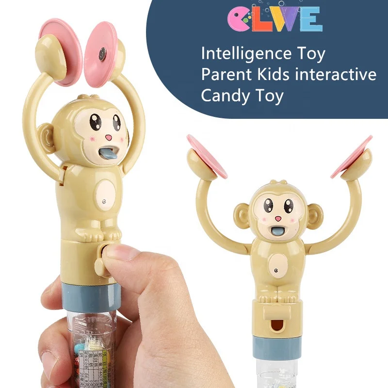 Good quality ABS sweet press candy Cymbal banging monkey candy toys Hot sale cute monkey banging cymbals toys candy for kids