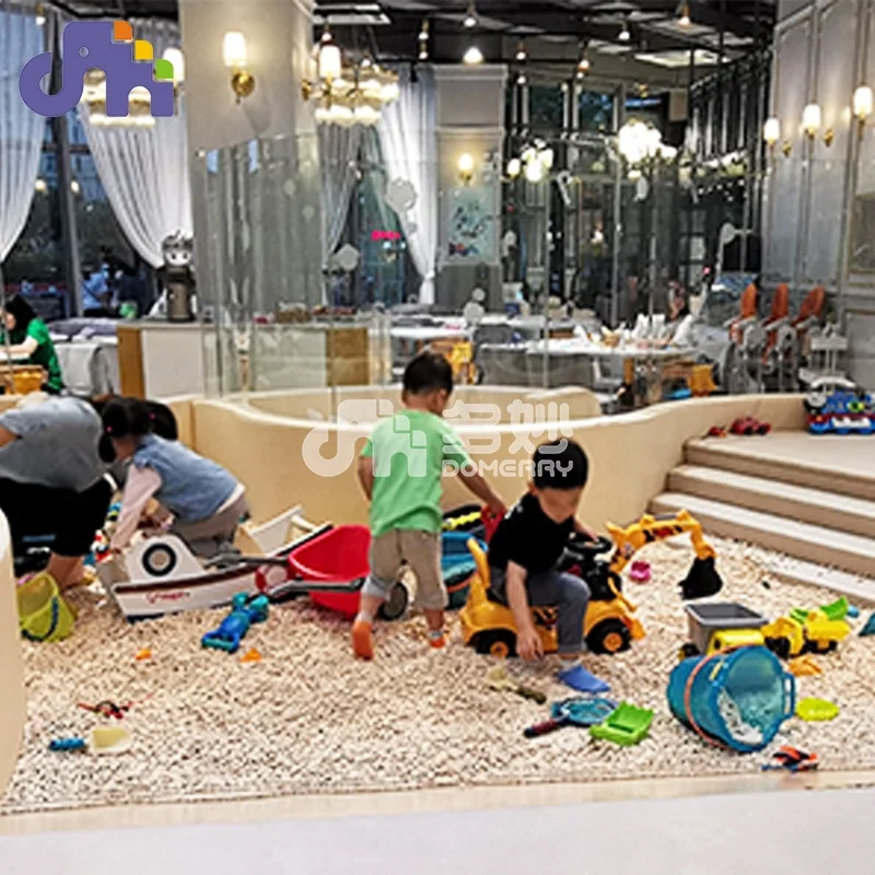 Domerry Custom Indoor Playground Amusement Equipment Soft Play Sand Pool with Real Wood Grain for Kids