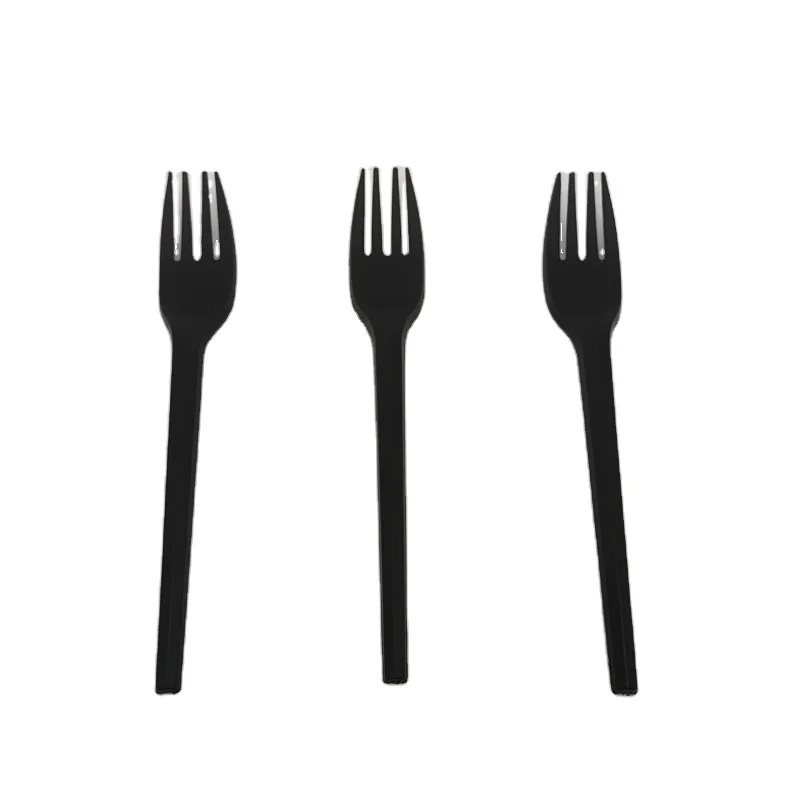 CPLA 6' inch 16cm knife fork spoon cutlery set black white color custom disposable biodegradable eco-friendly cutlery