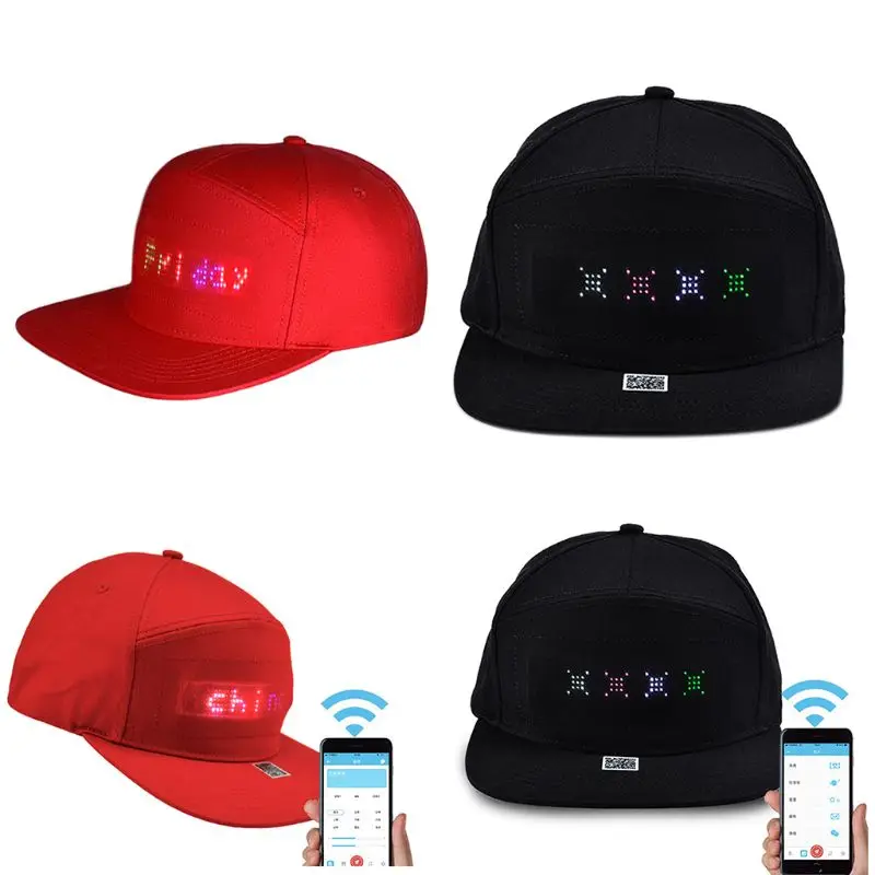 LED Hat Programmable Scrolling Message Display Board Baseball Cap