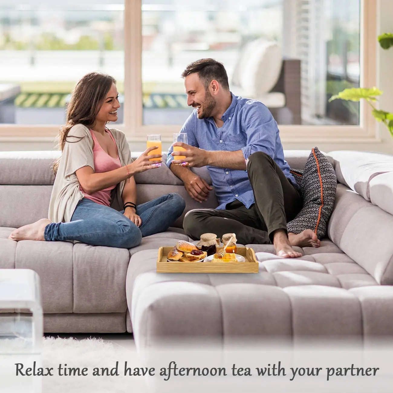 Оптовая продажа, индивидуальный кофейный столик, сервировочный столик, большой деревянный поднос из бамбука, сервировочный поднос из волокна