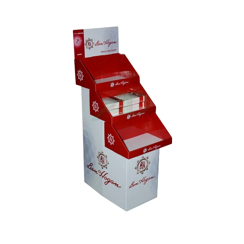 Custom POP beverage cardboard floor display stand beer shelf  Drinks stepped display rack gift display for store supermarket