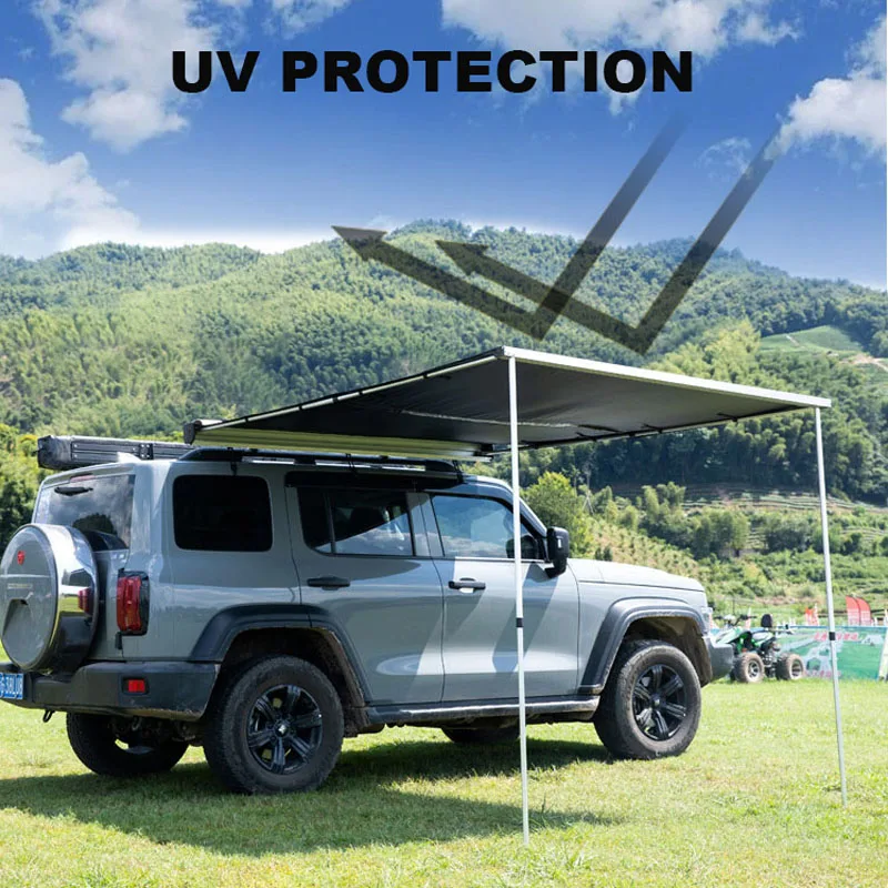 Car Side Awning Outdoor Vehicles Camping Tent car roof  awning tent  4x4 offroad 2M 2.5M 3M Black Vinyl Coated Factory wholesale