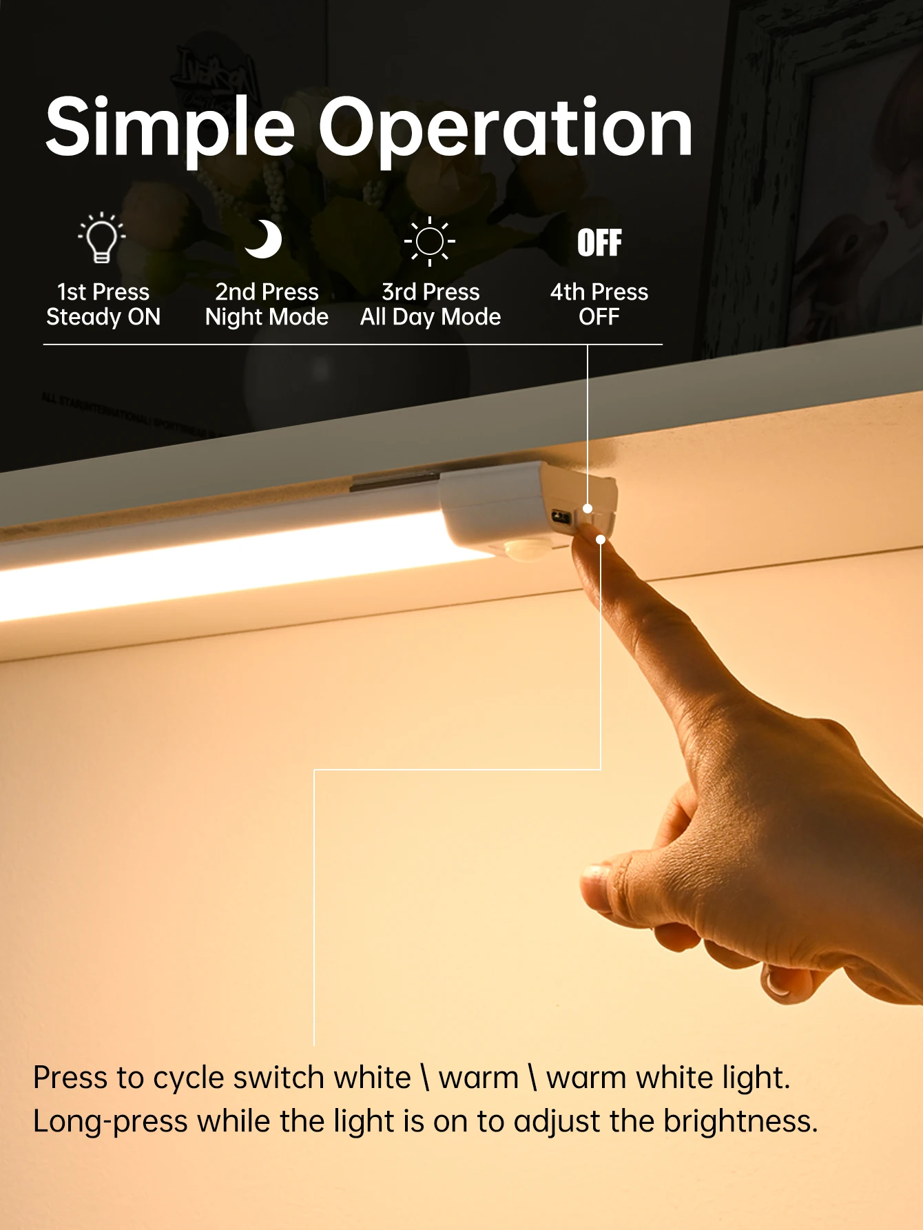 New Product Explosion Rechargeable Wireless Motion Sensor Led Light High Brightness Office Store Home White Black ABS