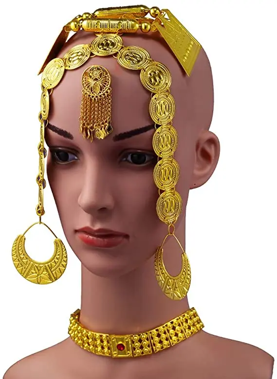 high quality  popular ethiopian gold color red stone women eritrean traditional wedding jewelry sets