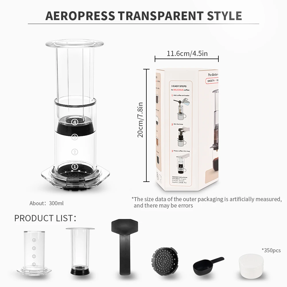 New Style Espresso Coffee Maker Portable Transparent French Press Coffee Pot For Aeropres Go Hand brew Drip Coffee Machine