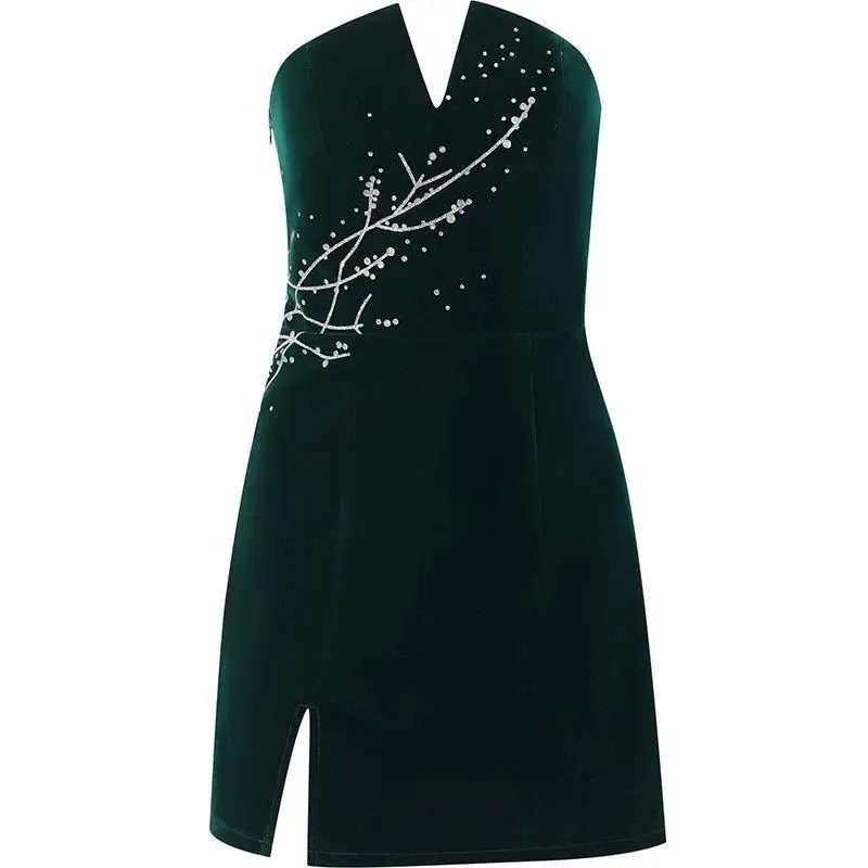 New arrival Fashion beautiful Women Versatile elegant evening dress Strapless sexy temperament commuting  dress for women