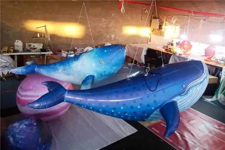 Hot sale giant inflatable advertising blue whale inflatable luminescence hang whale model for sale