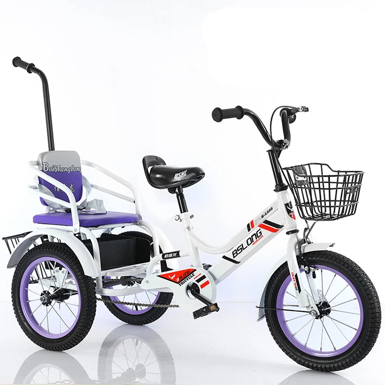 OEM New design 14/16/20inch two seat tricycles / child 3 wheels cheaper kid tricycle with back seat twins children tricycle