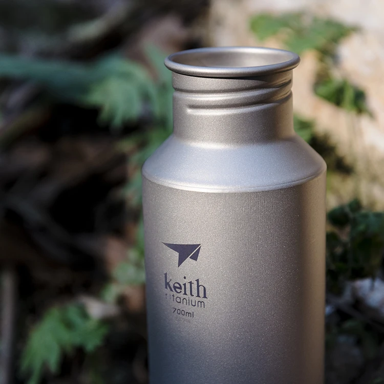 Eco-friendly Single Wall Water Bottle Light Weight Portable Drink bottle Pure Titanium Sport Bottle for Hiking Camping