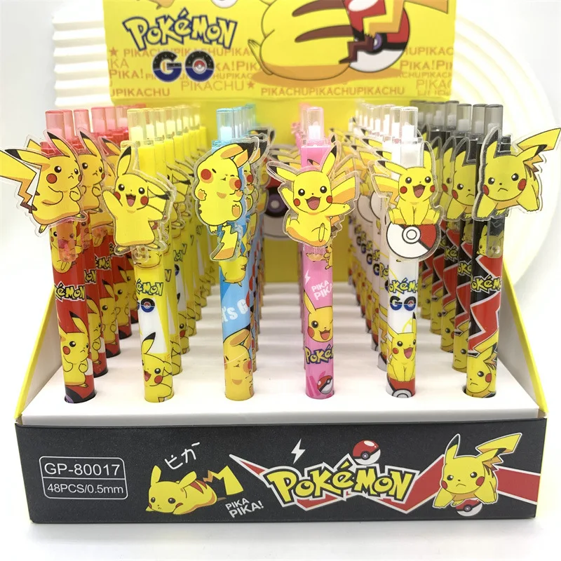 School Stationery poke ballpoint pen, 0.5mm poke mon go pressing pen, 48pcs/box pocket monster ballpoint pen