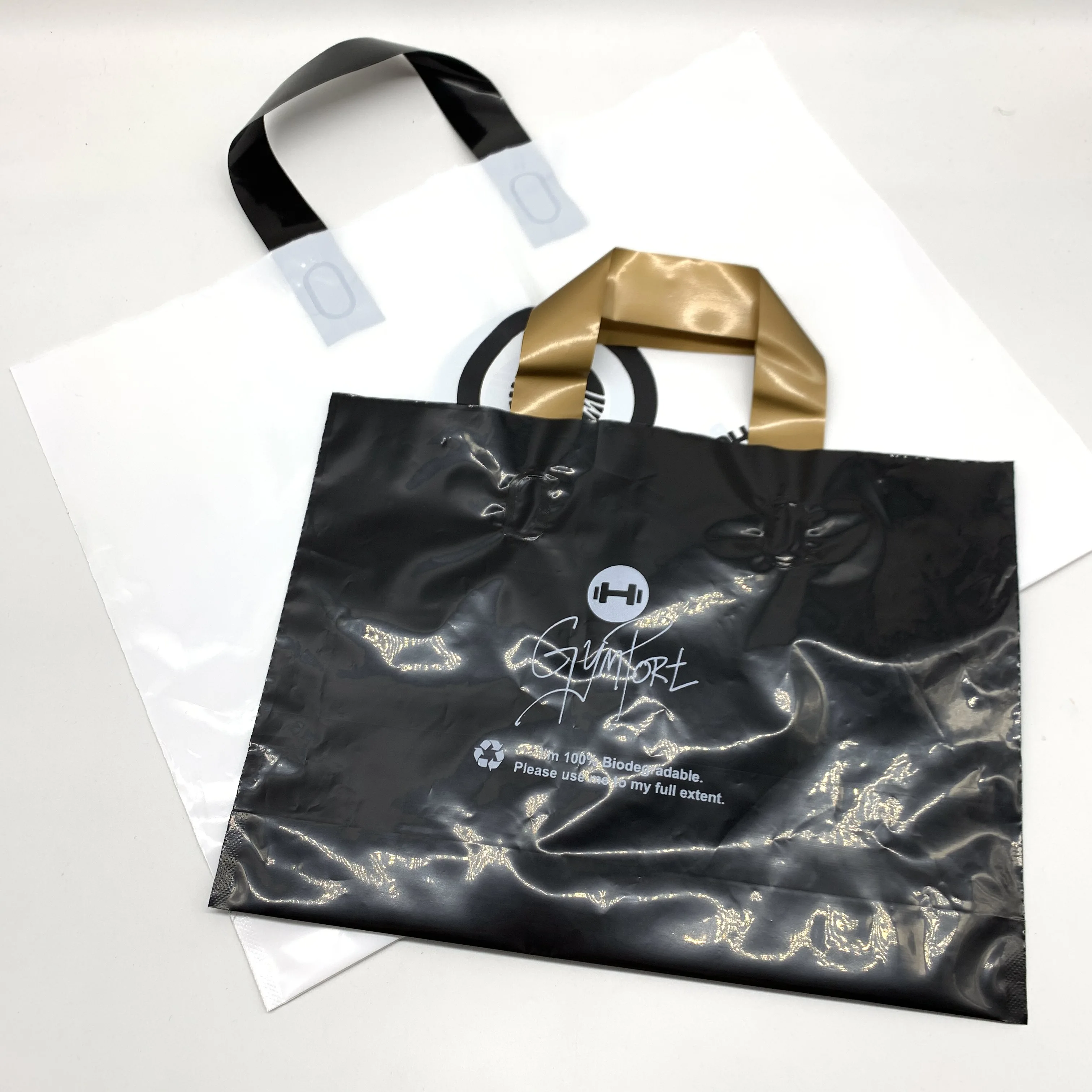 Custom Printed Gusset Side Plastic Die Cut Bag PE Plastic Handle Shopping Bag With Your Own Logo