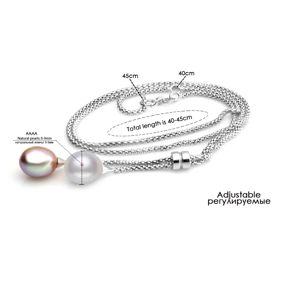 
Fancy 925 sterling silver chain double pearl necklace natural pearls freshwater jewelry for women 