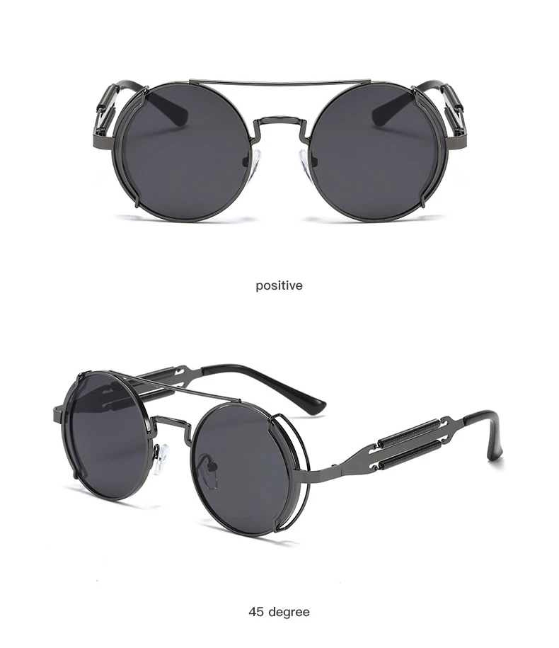 
New fashionable metal circle sun glasses custom logo eyewear brand design vintage round steampunk sunglasses women men 