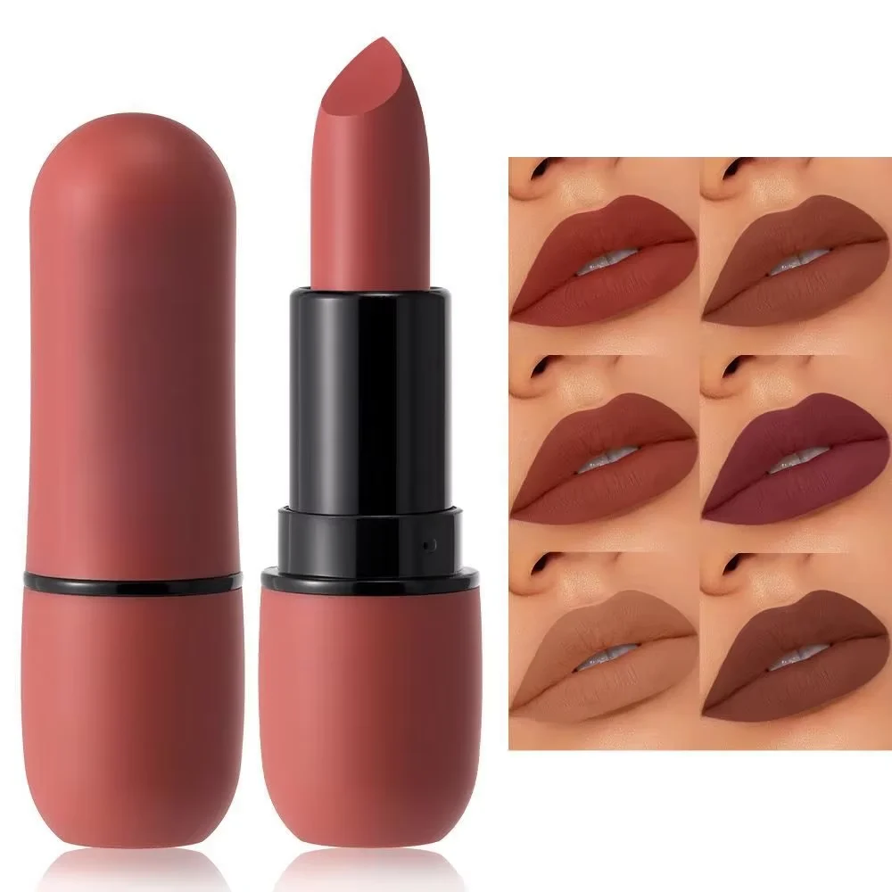 High Quality Wholesale Waterproof  Vegan 12 Colors  Nude Custom Matte  Lipstick Private Label Non-Stick Cup for Lips Makeup