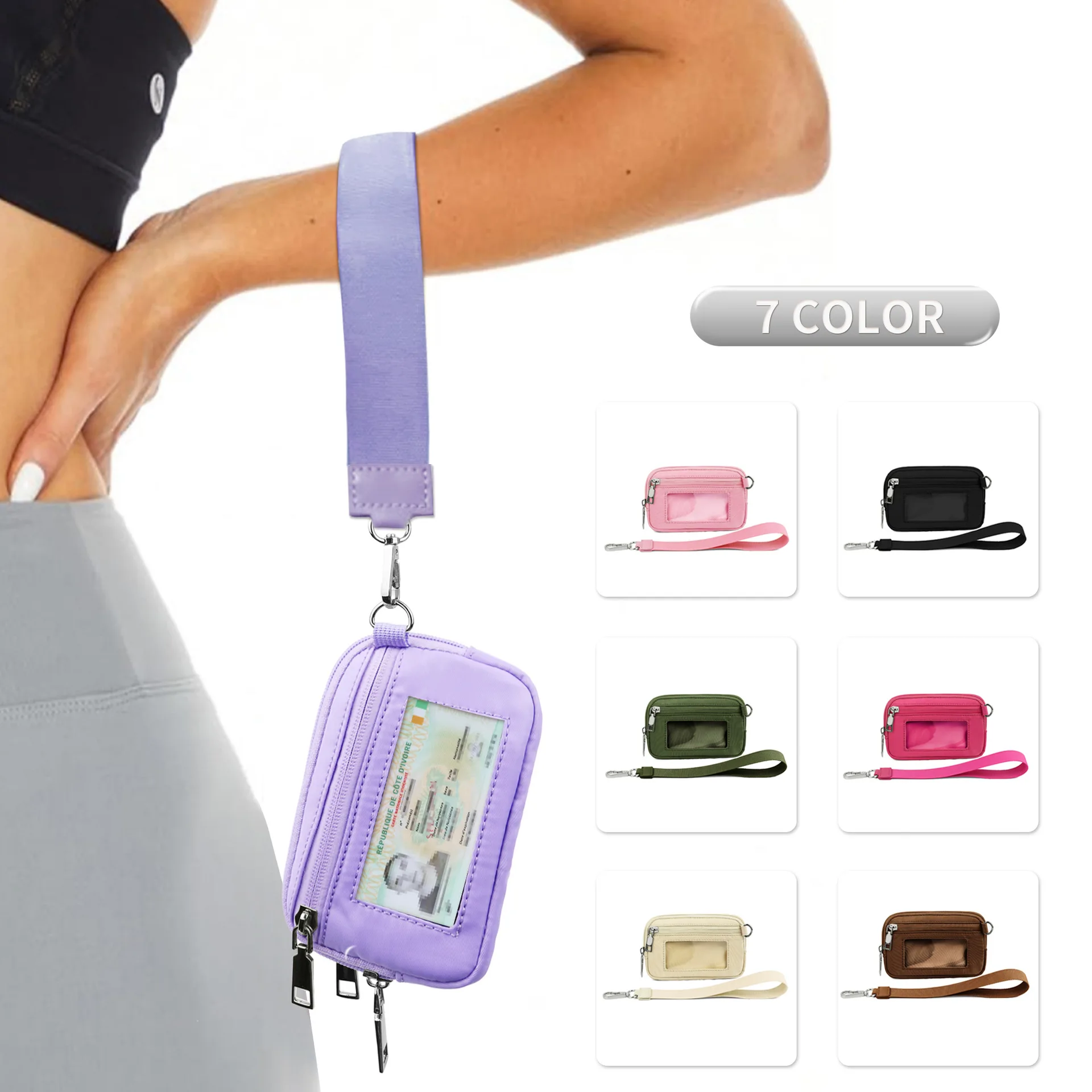 Mini Zip Around Portable Coin Purse Pocket Credit Card Holder Purse Keychain Bangle Wristlet Wallet for Women Men