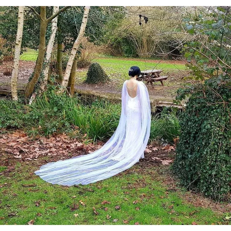 2022 White Ivory Mesh Cloak Bride Cloak Shawl Stage Performance Wedding Dress Studio Photography