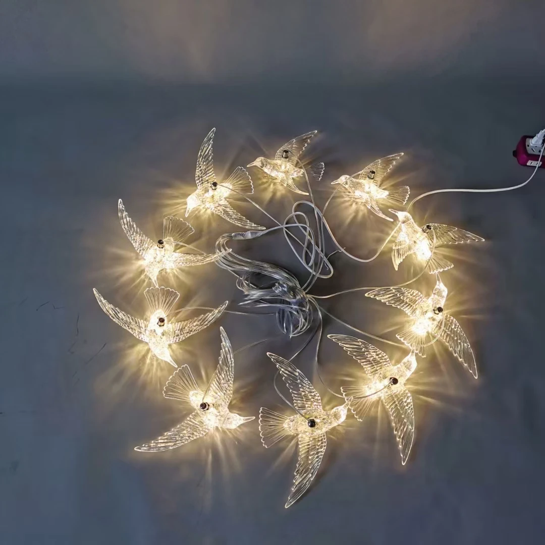 Party Supplies Wedding Stage Decoration Acrylic Bird LED Ceiling Light Event Decor Hanging Light