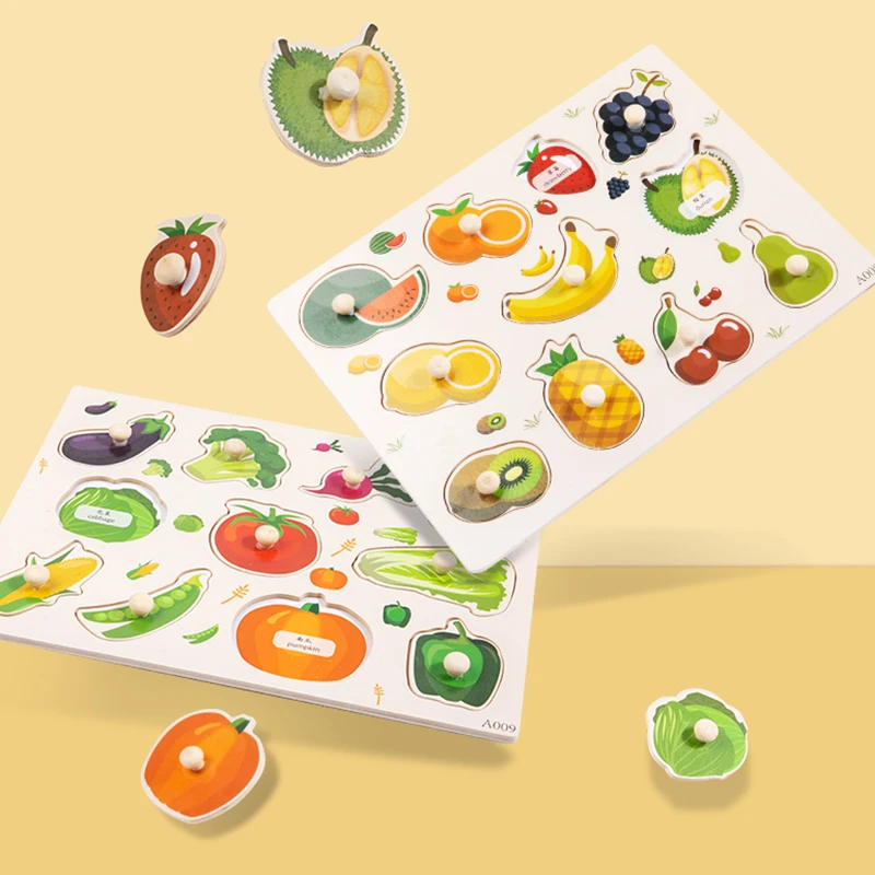 Manufacturer direct sale Wooden early education knobs puzzle thickened smooth grind high quality baby toys for boys and girls