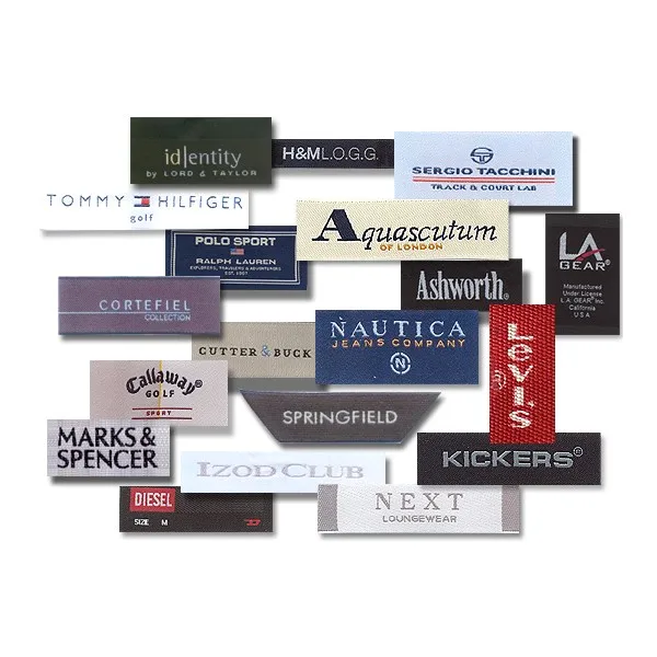 Custom Logo Woven Label Designs Jacquard Wash Care Labels and Hem Tags for Clothes