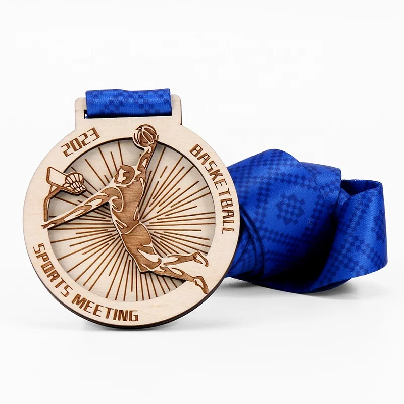 ODM.OEM laser engraved logo bespoke wooden race medals color printing wooden medal for sport awards souvenirs
