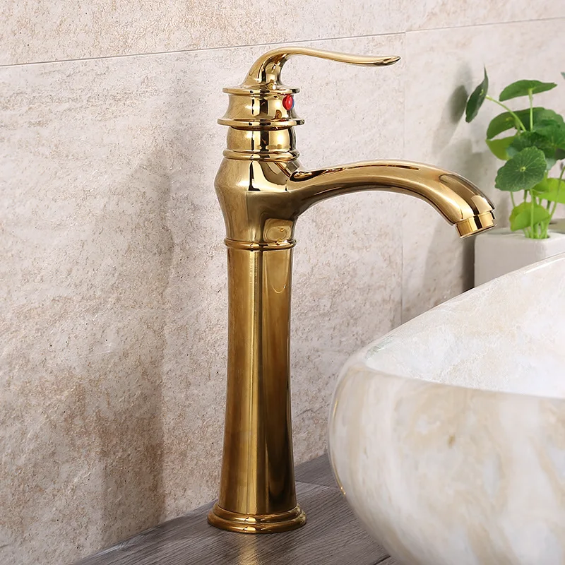 Gold European Style Copper Faucet Factory in Stock Wholesale Domestic and Export Hot Sale Mixed Water Kitchen Water Dragon