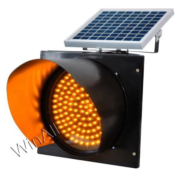 Yellow Flashing LED Solar Panel Traffic Warning Light
