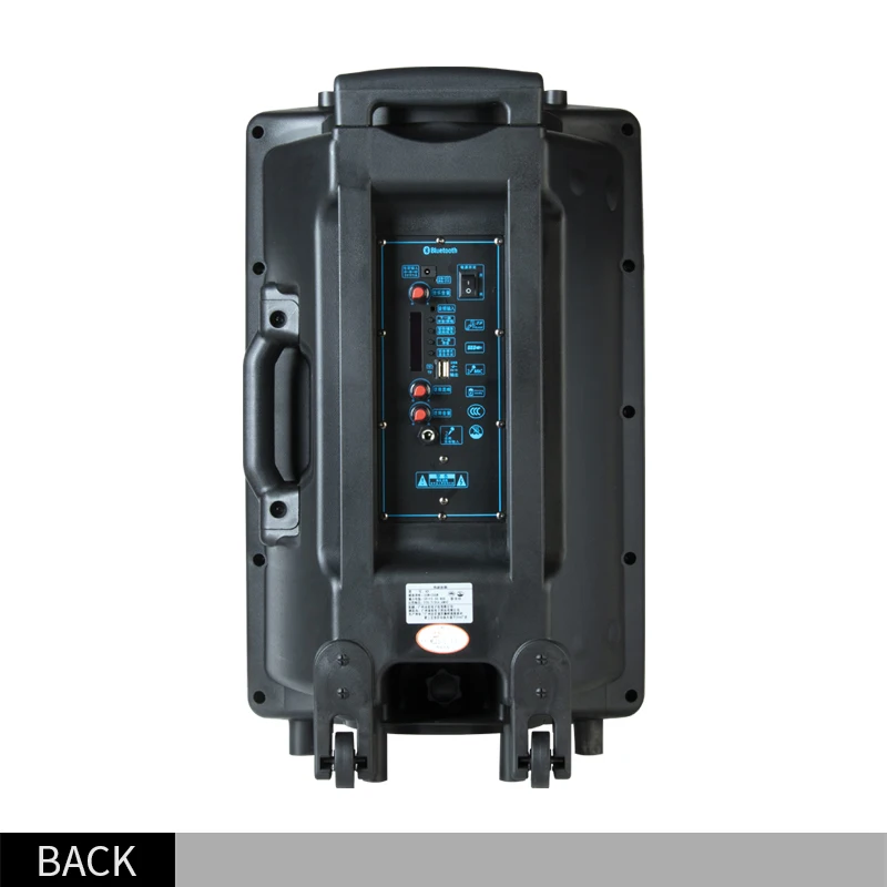 K2 12-Inch Portable Plastic Trolley USB Charged Active Subwoofer with Microphone for Karaoke Party for Home Use