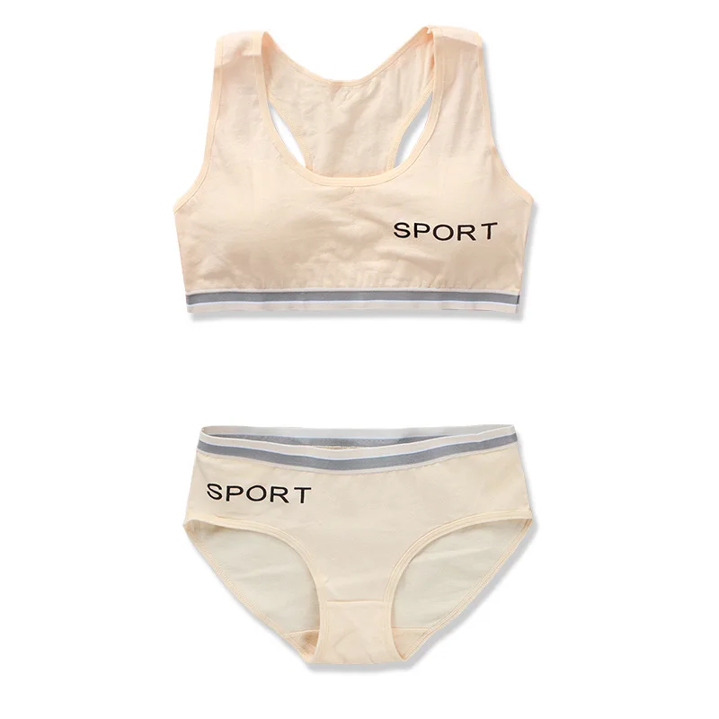 WEN Teenage Girls Bra Set Cotton Sports Girls Underwear Undershirt 9-16 Years Old