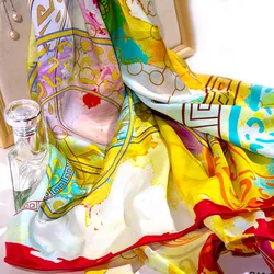 Printed Shawl  Silk Multifunction Floral Print Chiffon Hijab Scarf 2021 Fabric Handbag Jersey Long Silk Scarf Printing