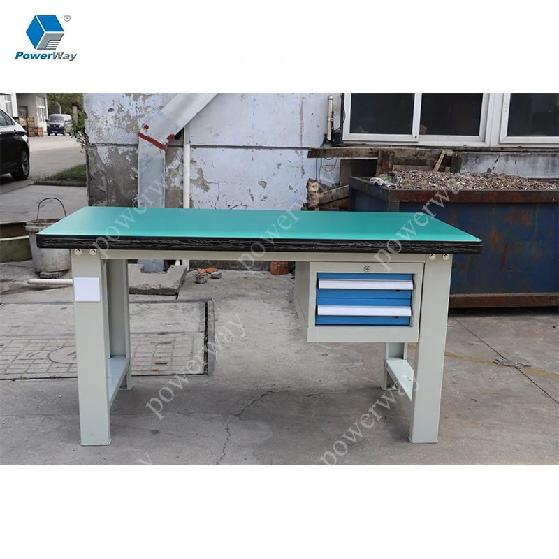 Powerway Heavy Duty Work Station Steel Work Bench with Two-Layer Drawers