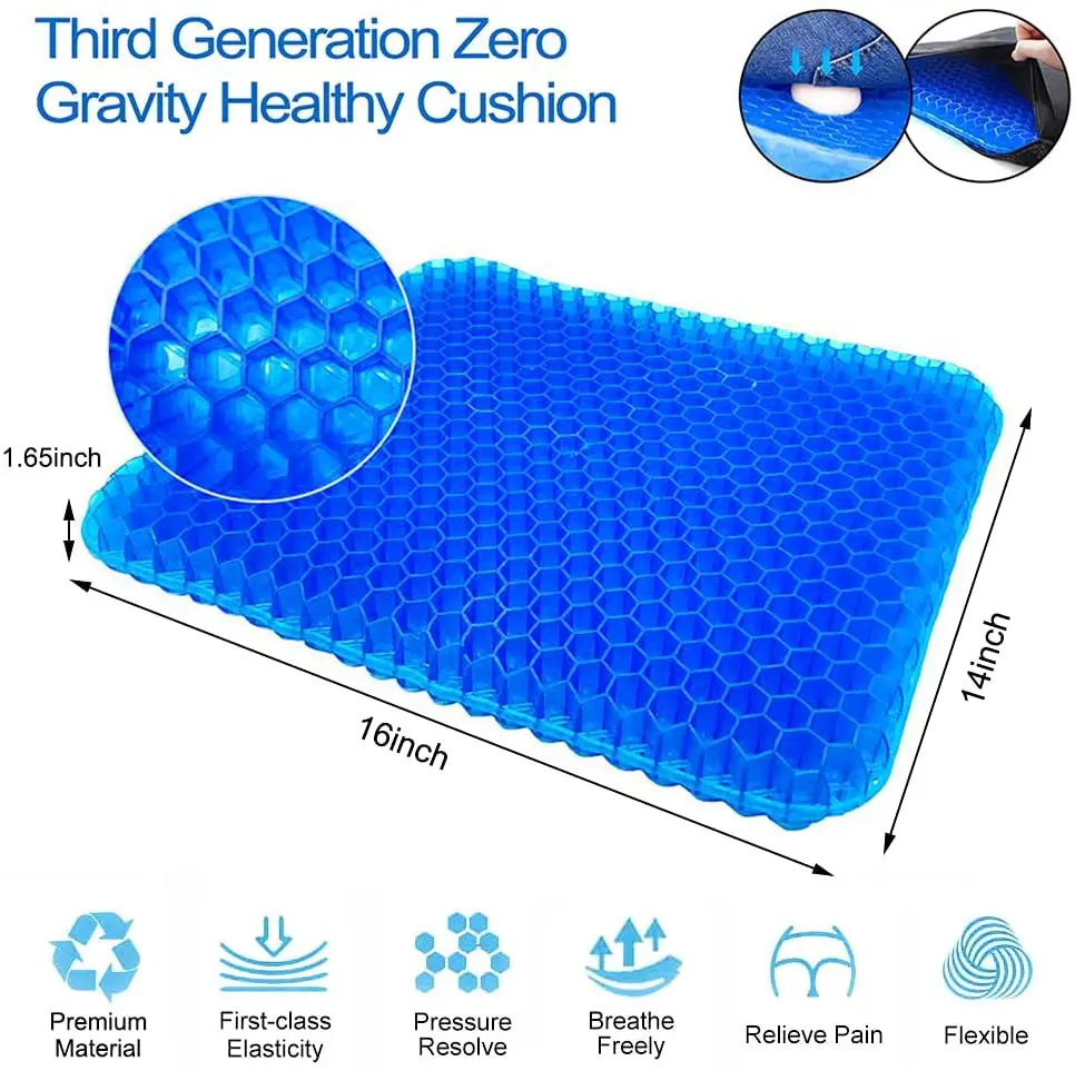 Tpe Gel Coccyx Silicone Cooling Honeycomb Seat Cushion  for sedentary drivers and office chair